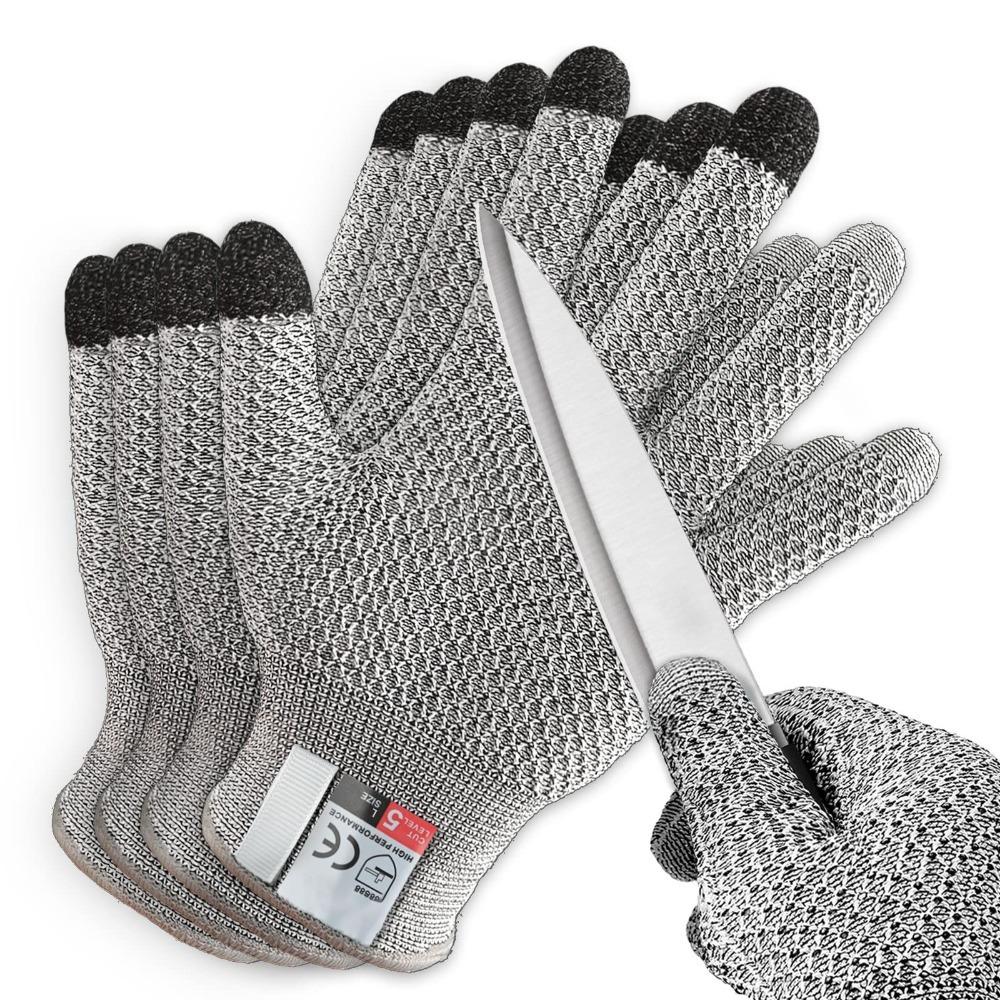 2 pairs Ash Black Wood Carving Gloves Uniform Size Cooking Gloves Kitchen Gloves  Professional