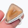 Natural Orange Druzy Slice 925 Sterling Silver Jewelry Ring Size 7.5 B8D96