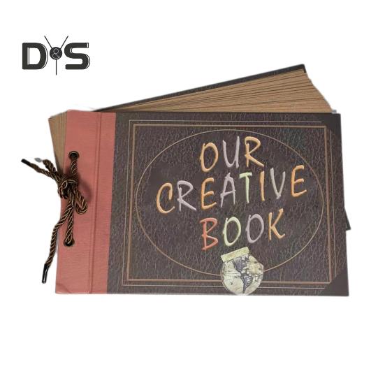 Scrapbook Photo Album DIY Hard Cover Loose Leaf Vintage Kraft Paper Lace-up Wedding Travel Baby Family Children Anniversary Picture Collection Book