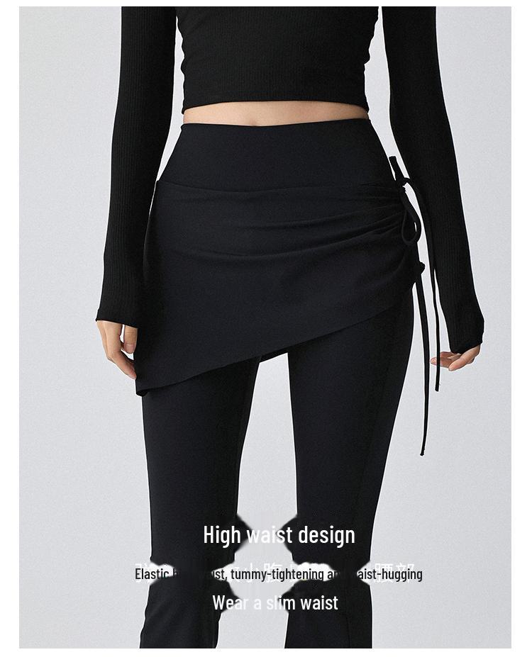 Женские расклешенные штаны для йоги с высокой талией и завязками по бокам