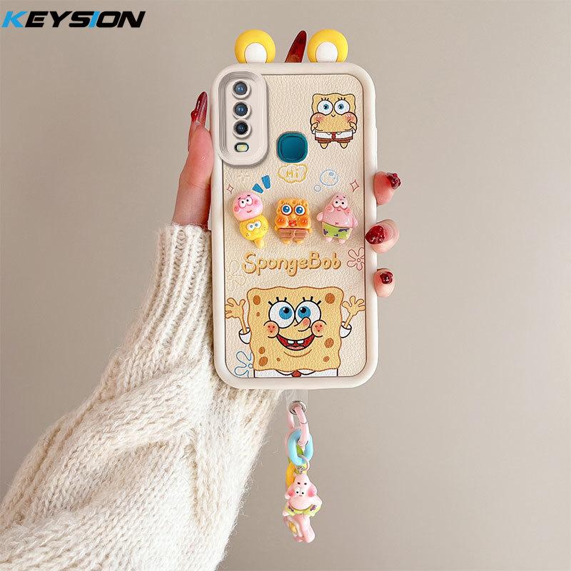 KEYSION Милый чехол с 3D-мультяшным изображением уха для VIVO Y17 Y15 Y12 с браслетом, мягкий силиконовый противоударный чехол для телефона VIVO Y11 2019