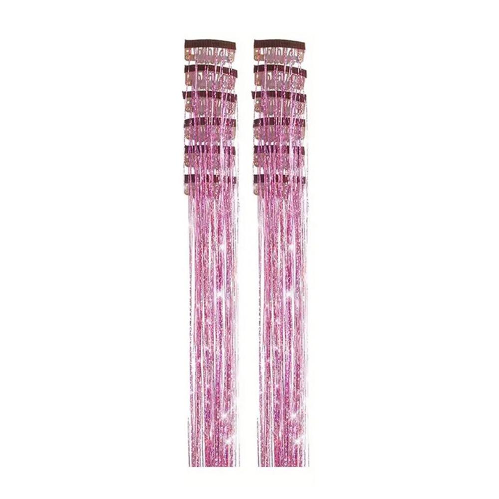 Heat Resistant Glitter Tinsel Hair Extensions Silk Hair String Extensions  For Kids Girls Women