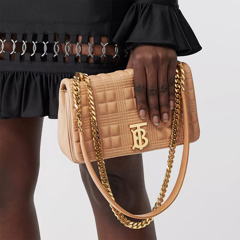 Burberry Lola Bag Lambskin Crossbody Bag, Shoulder Bag Women's Camel Light Gold 80208481
