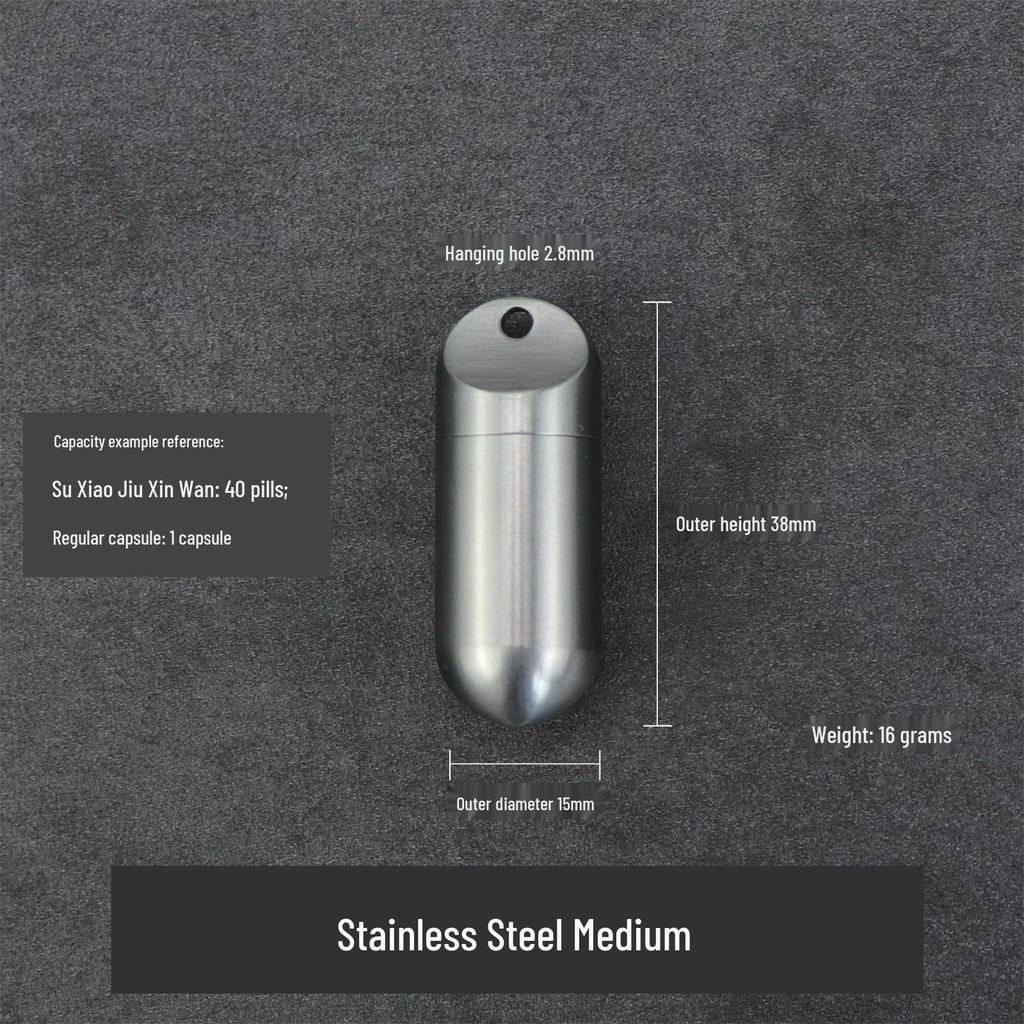 Водонепроницаемая портативная бутылочка для таблеток из титанового сплава - Маленькая герметичная уличная капсула для лекарств