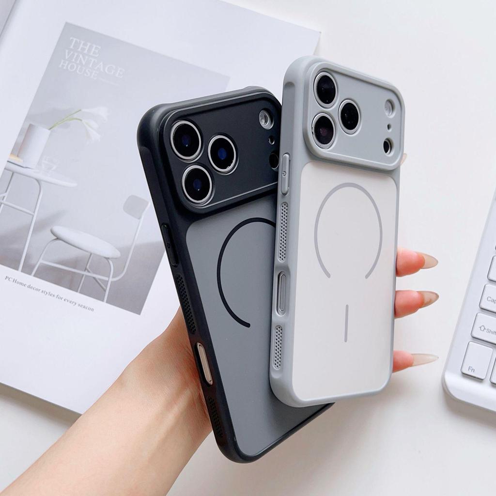 Чехол iPhone 17 Pro Max Color-Block с теплоотводом, магнитный, с покрытием Soft-Touch, матовый, противоударный