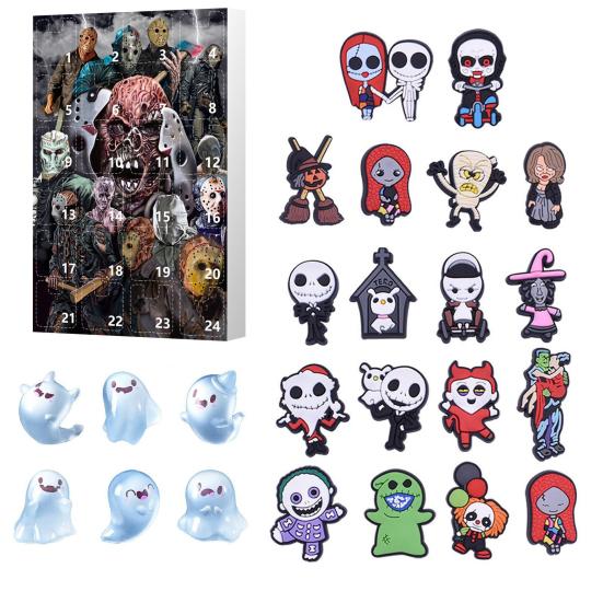 Хэллоуин Адвент-календарь 24 Мини Смола Страшная Кукла Хэллоуин Календарь Обратного Отсчета Коллекционные Фигурки Фильмов Ужасов для Детей