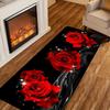 Modern Rose Flower Print Kitchen Mat, Colorful Non-Slip Indoor Carpet, Decorative Area Rug for Bathroom Bedroom Living Room