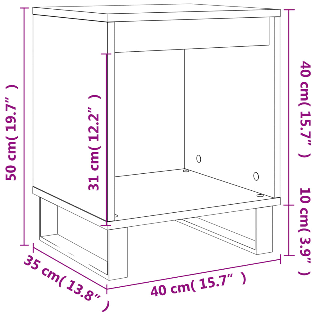 Nightstands (2 pcs) Brown Oak Effect 40 x 35 x 50 cm Particleboard