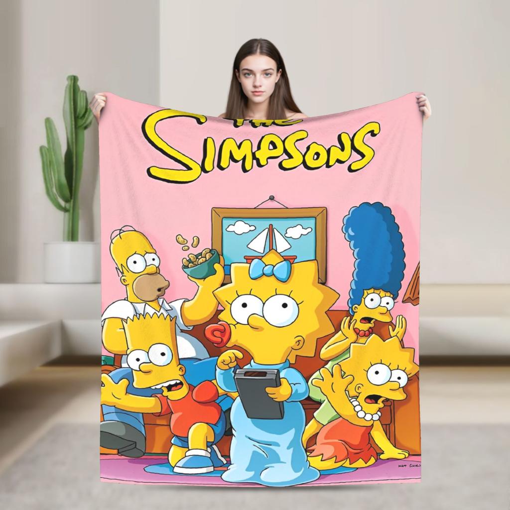 The Simpsons Cartoon Blanket Warm Novelty Plush Throw Blanket For Outdoor Decorative Flannel Bedspread Bed Cover