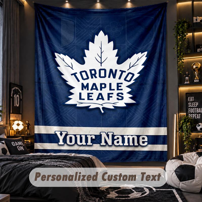 TapestryToronto Maple Leafs Custom Name Text Personalized Wall Hanging Tapestry Home Wall Decor