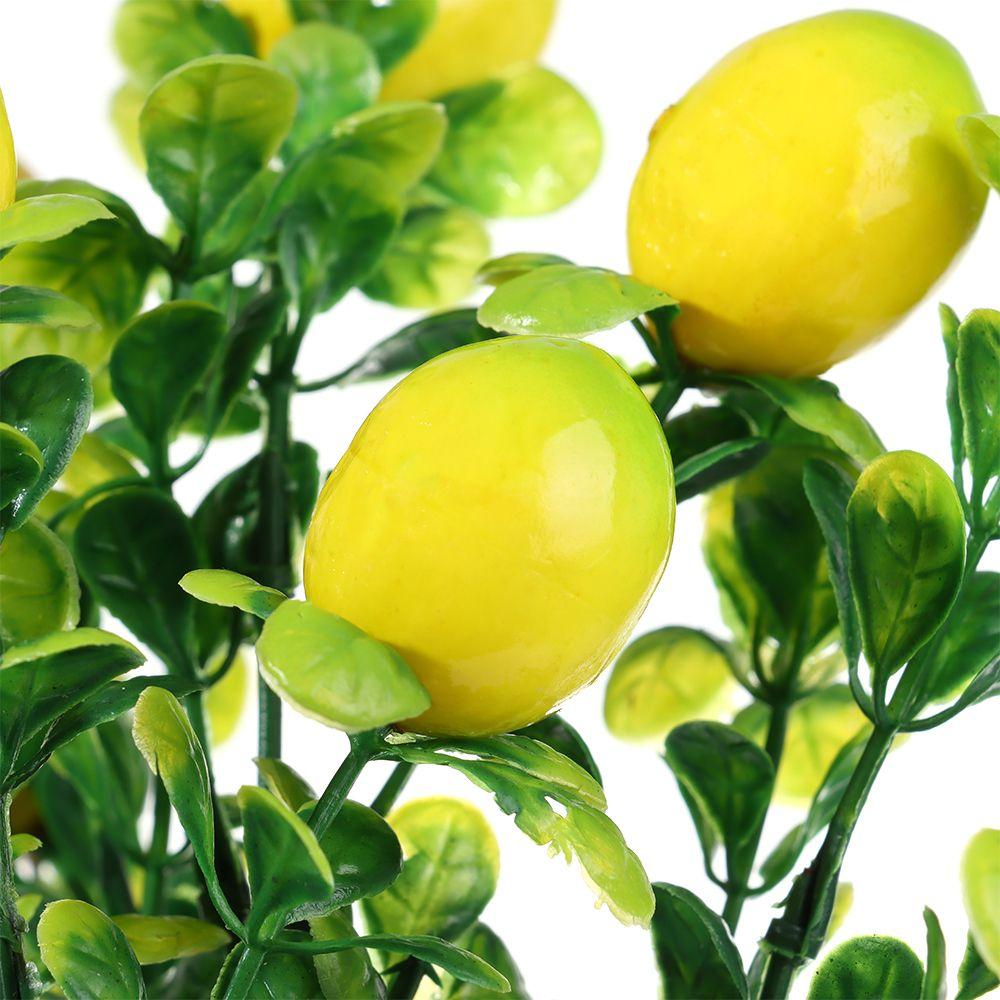 Garden for Home Bonsai Greenery Decoration Lemon Branch with Green Leaves Artificial Fruit