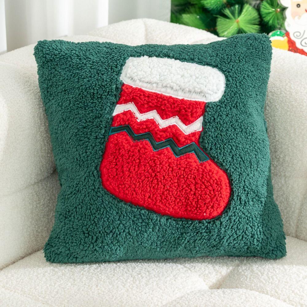 Square Throw Pillowcover Plush Cushion Cover Warm Christmas Pillowcase Sofa/Bed