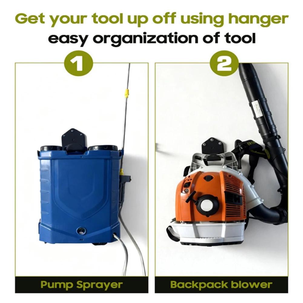 Metal Sprayer Holder and Backpack Blower Rack for Wall Mounting Providing Reliable For Garden Equipment Storage