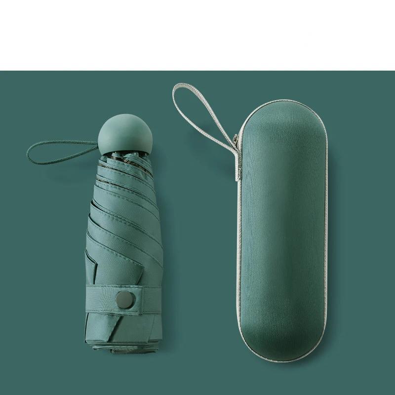 Новый капсульный зонт с пятью отделениями для очков, ультралегкий мини-карманный черный резиновый козырек, компактный и солнечный УФ-зонт