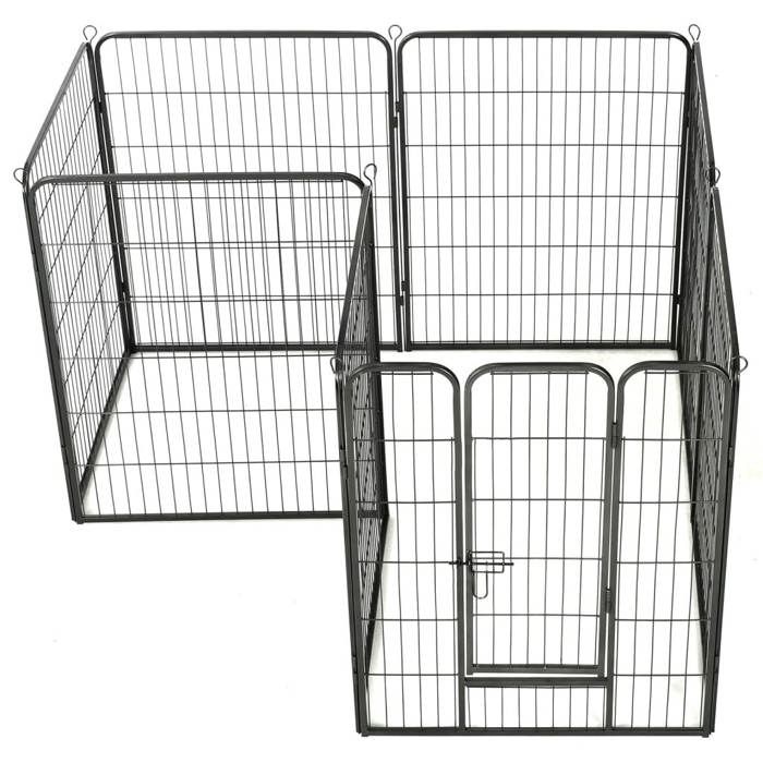 Dog Playpen - vidaXL - 8 Panels - Steel - 80 X 100 Cm - Black
