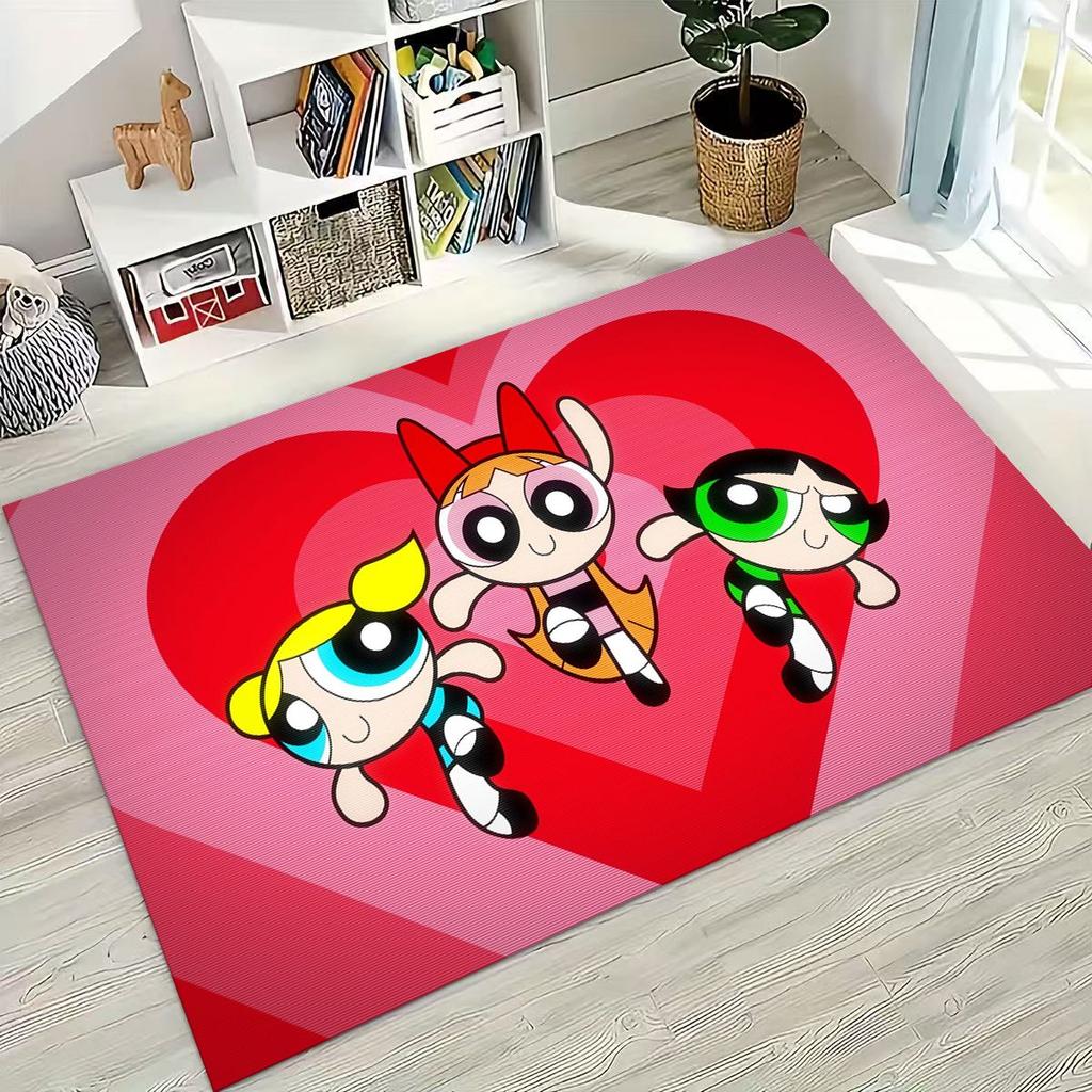 Мультяшный P-Powerpuff Girl Милый Арт Ковер Коврик для Спальни Гостиной Дивана Домашний Придверный Коврик Декор, Большой Детский Нескользящий Напольный Коврик