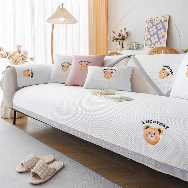 Ice Silk Mat Sofa Cushion Summer Non-Slip Seat Cushion Cartoon Cute Wind Cooling Sofa Cover Backrest Towel Cover Cloth