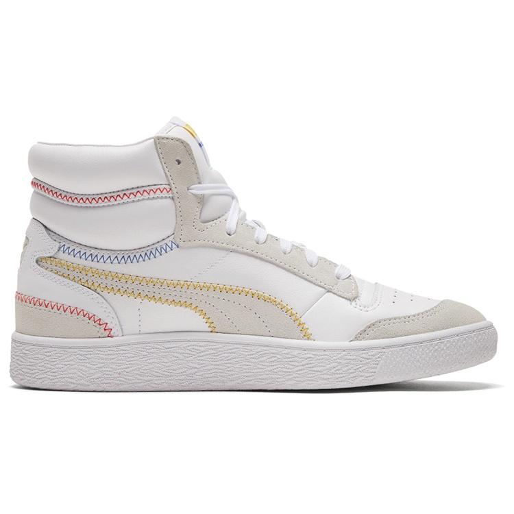 PUMA Ralph Sampson Mid Stitch White/Grey/Yellow High Board Shoes Men's 373340-02