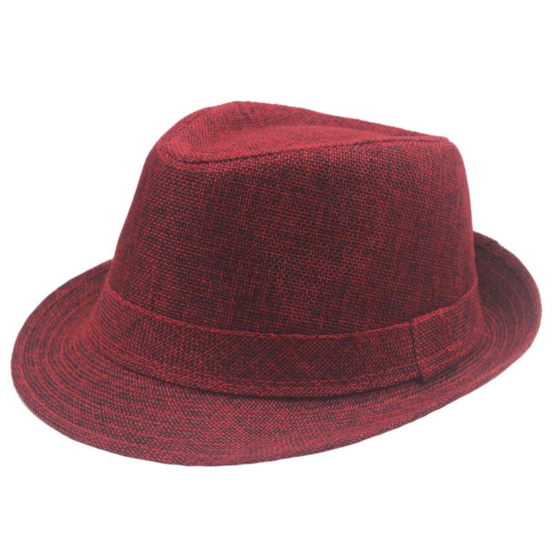 Retro Summer Linen Fedora Jazz Hat with Roll-Brim for Outdoor Sun Protection