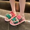 Модные женские тапочки Модные граффити тапочки на платформе Женские летние пляжные сандалии Толстая подошва Слипоны Слайды Женская обувь