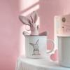 380 мл керамическая кружка в виде кролика, фермерская серая кружка в виде кролика, фарфоровая чашка для воды, молока, сока, подходит для микроволновой печи