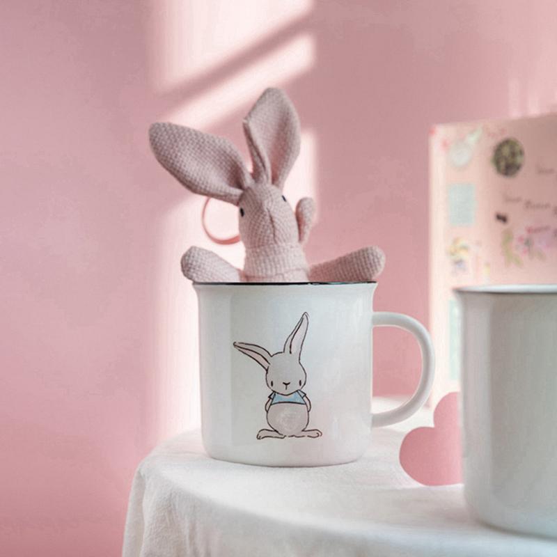 380 мл керамическая кружка в виде кролика, фермерская серая кружка в виде кролика, фарфоровая чашка для воды, молока, сока, подходит для микроволновой печи