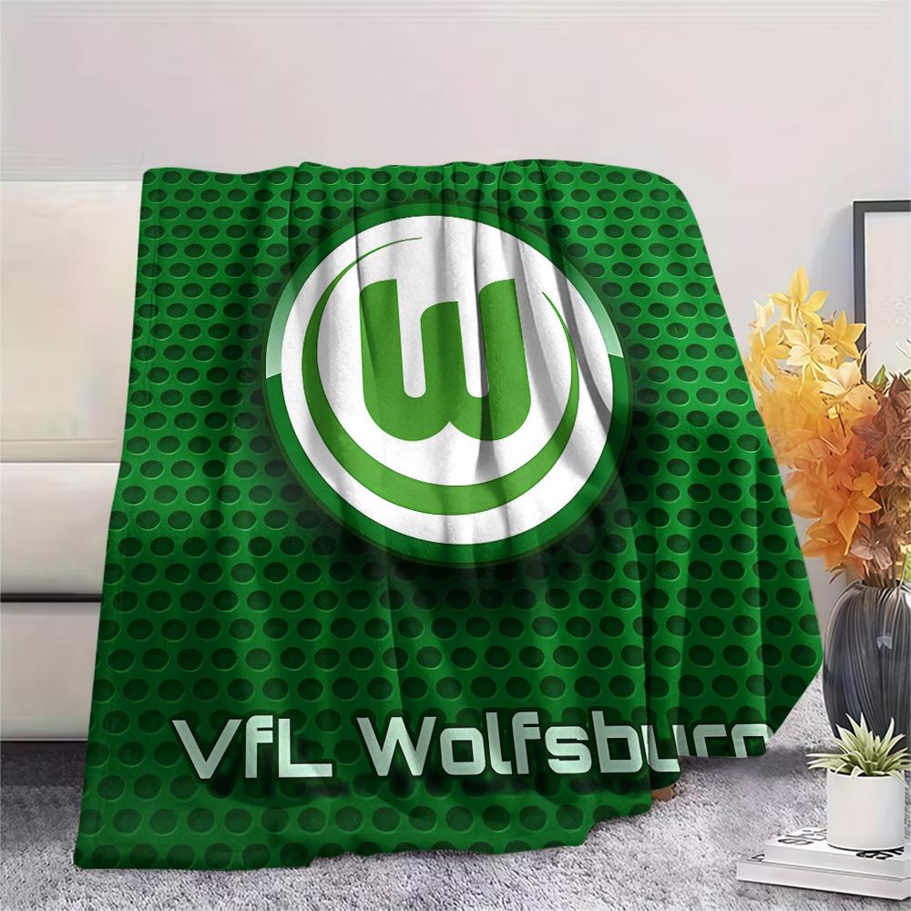Фланелевое одеяло с принтом VfL Wolfsburg, Высококачественное, Удобное для всех сезонов, Декор для дома, Тепло и уют, Идеально для рождественских подарков