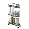 Jitsugyo Slim Kitchen Wagon Black W38XD12XH66cm Tower Only Casters and Hooks Are Installed by the 7152 Approx. [Complete Product Customer]