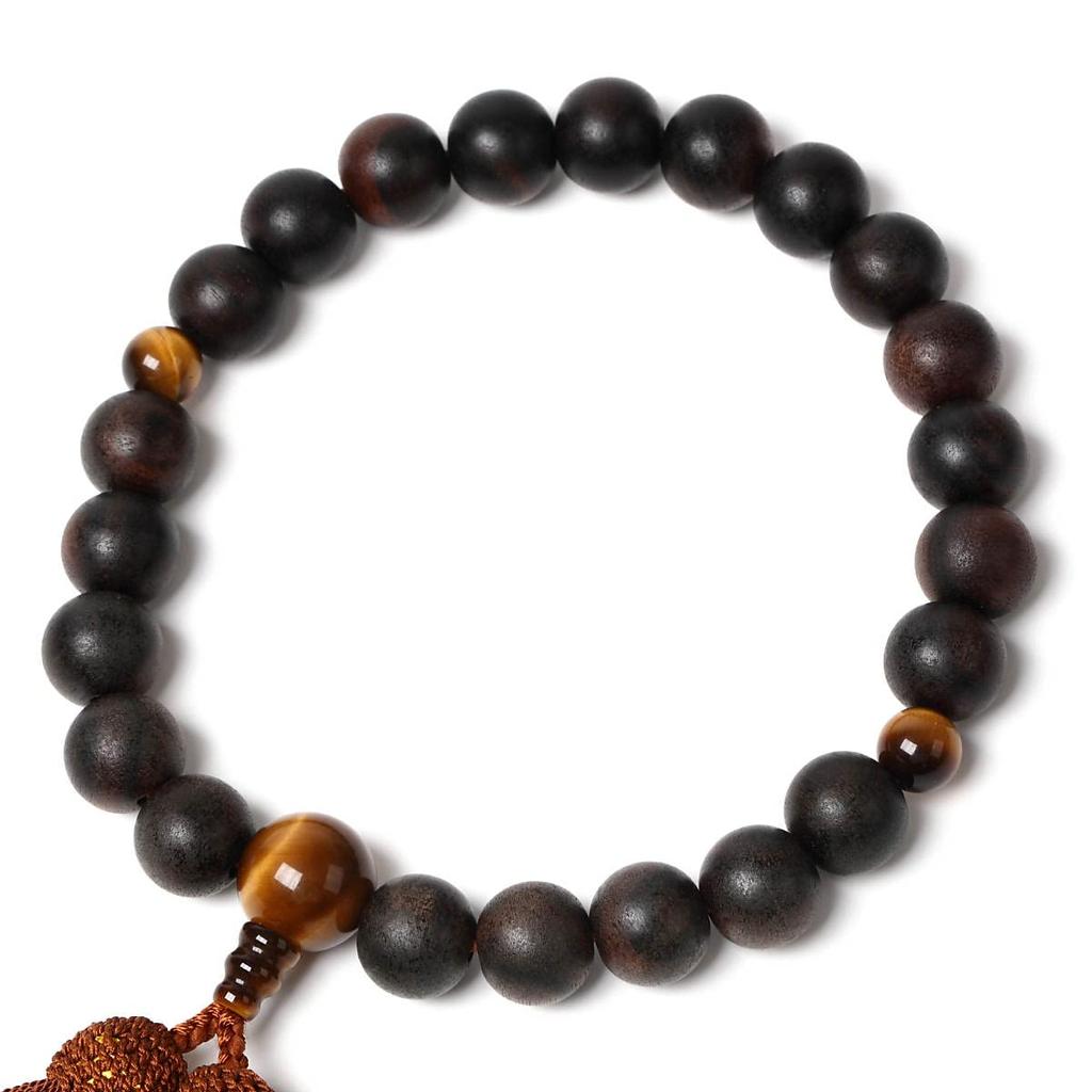 Nenjudo Prayer Striped Ebony 22 Beads Tiger Eye Stone Tailoring Prayer Handmade Prayer Beads Made In Japan That Can Be Used by All Sects Prayer Beads