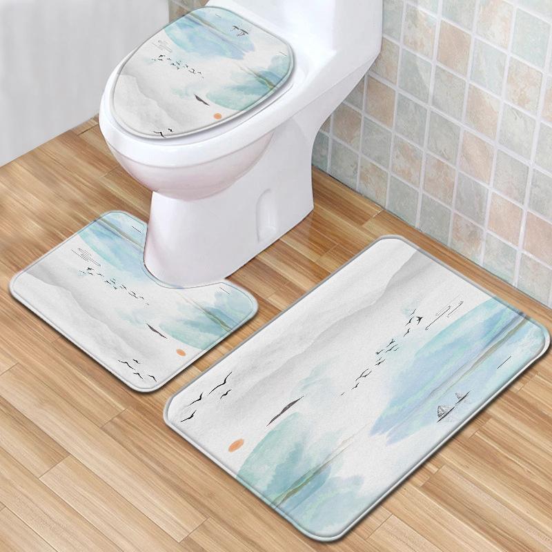 Gradual Change Pattern Toilet Floor Mat Three-Piece Bathroom Three-Piece Carpet Door Mat