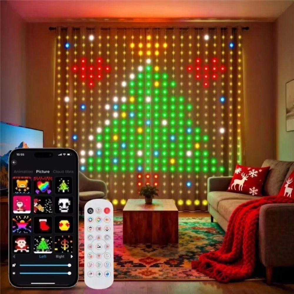 APP Controlled LED Curtain Lights DIY Pattern RGB Pixel Lights Fairy String Lights  Bedroom Decor