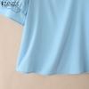 ZANZEA Women Casual Square Collar Loose Summer Short Sleeve Plain Blouse