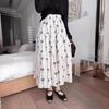 DX~~Elastic High Waisted Skirt, Women's Bow Pattern, Slimming Mid Length A-line Skirt, Summer Retro Large Swing Skirt