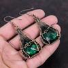 Граненые серьги с замбийским изумрудом, серьги из медной проволоки, медные украшения, серьги ручной работы из натурального драгоценного камня, подарок для мамы, ювелирные изделия из проволочной обмотки