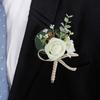 Flower Shaped Bridegroom Brooch Faux Silk Flower Suit Coat Pocket Decorative Corsage Imitation Rose Flower Gown Brooch Pin