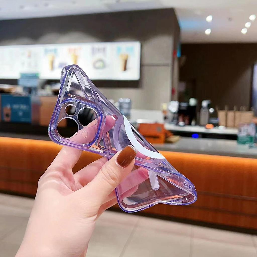 Tpu Magnetic Magnetic Empty Shell Phone Case Is Suitable for Apple 15promax Soft Shell 12/13 Transparent 14-hole Phone Case