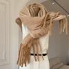 Winter Atmosphere High-End Solid Color Fringed Autumn Winter Warm Thickened Korean Style Scarf Shawl Neck Warmer