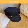 Color Solid Street Style Navy Flat Top Cap Breathable Fabric Urban Wear Casual