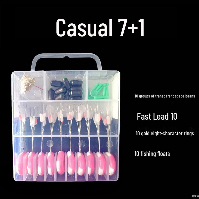 Набор рыболовных снастей из 50 предметов: Силиконовые шарики-поплавки, вертлюги, поплавки, основная леска