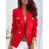 Мода Куртка женская с длинным рукавом, свободного кроя, с воротником-стойкой, двубортная, однотонная, офисная, уличная одежда, рубашка, женская, приталенная, повседневная, простая одежда