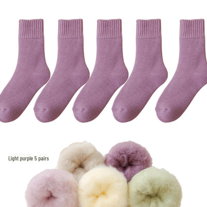 Женские флисовые носки Zhuji средней длины: Плотный, теплый бархат для осени/зимы — идеально подходит для сна и родов
