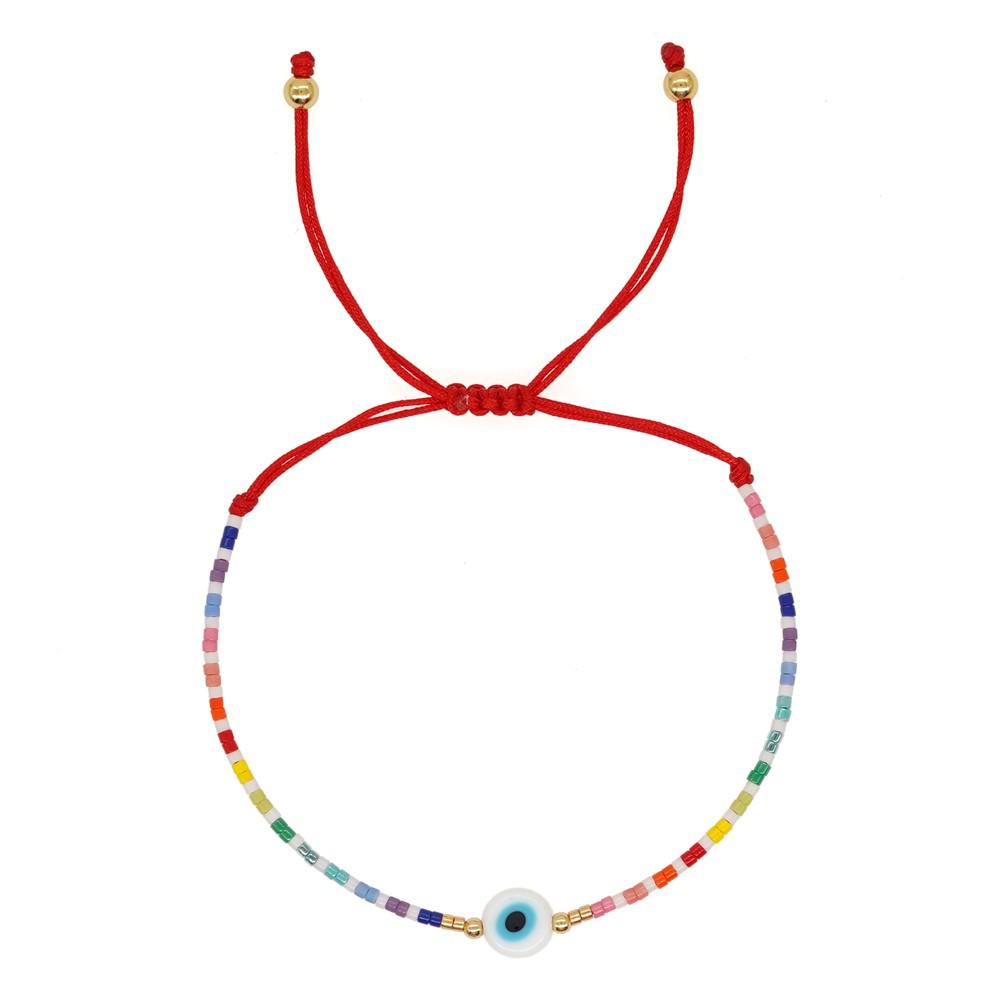 2025 Year of the Snake Lucky Red String Handmade Beaded Bracelet Set with Evil Eye for Couples