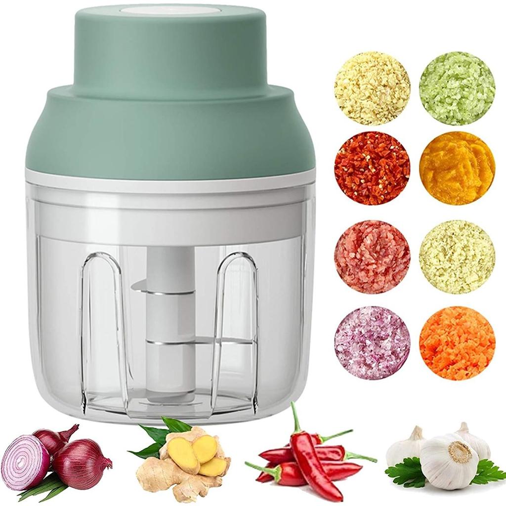Mini Food Chopper ,250ML Portable Garlic Chopper with USB Charging Function, Mini Food Slicer for Onion Vegetables Chili Ginger Meat Nuts Fruit