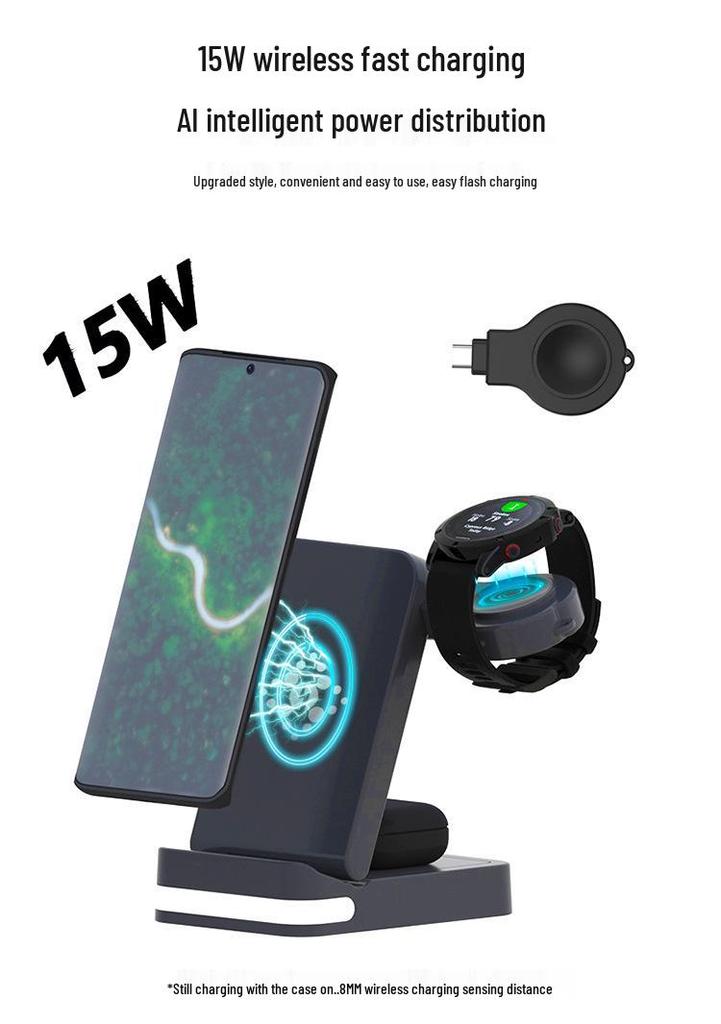 New Foldable Wireless Charger: Compatible with Huawei, Apple, Samsung Phones, Watches & Earphones, Hot-Selling 3-in-1 Device
