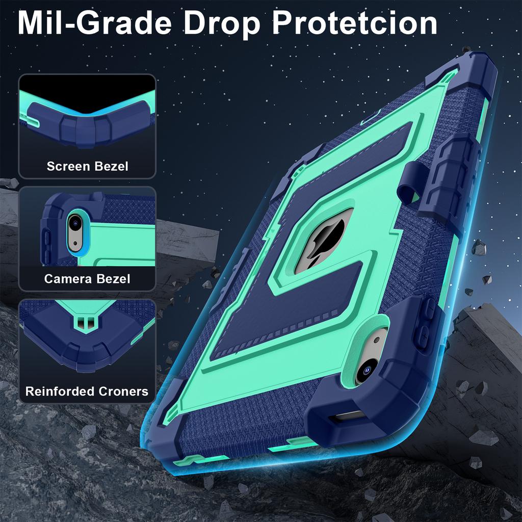 For iPad (2025)/iPad 10.9 (2022) Tablet Case with Kickstand Anti Drop PC+Silicone Cover