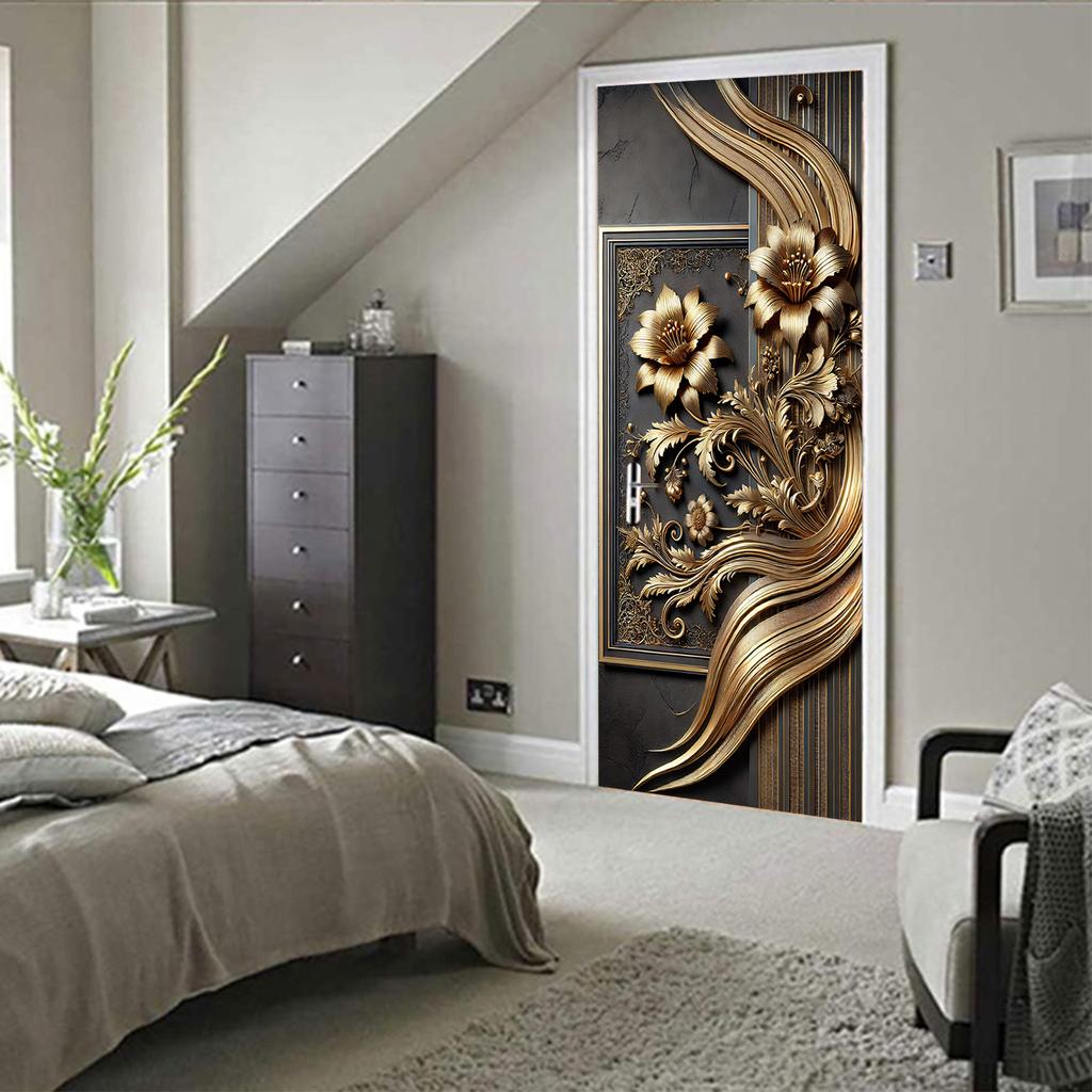 3D Peel and Stick Door Sticker Mural - Self-Adhesive, Removable Waterproof Vinyl Door Decal for Bedroom and Living Room Wall Decoration