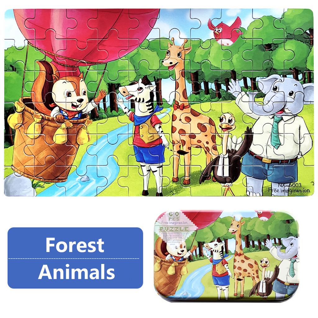 Пазл из 60 деталей, игры Монтессори, мультяшные животные, транспорт, пазлы с динозаврами для детей, развивающие игрушки, детский рождественский подарок