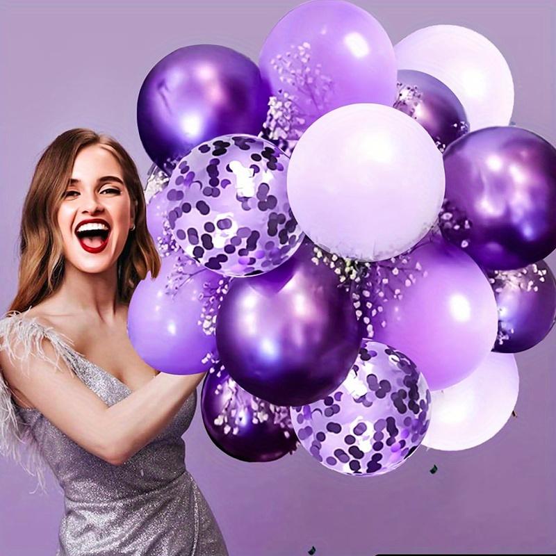 40Pcs Metallic Balloons Pearl Latex Balloon Purple Confetti Balloons for Birthday Weddings Baby Shower Party Decorations