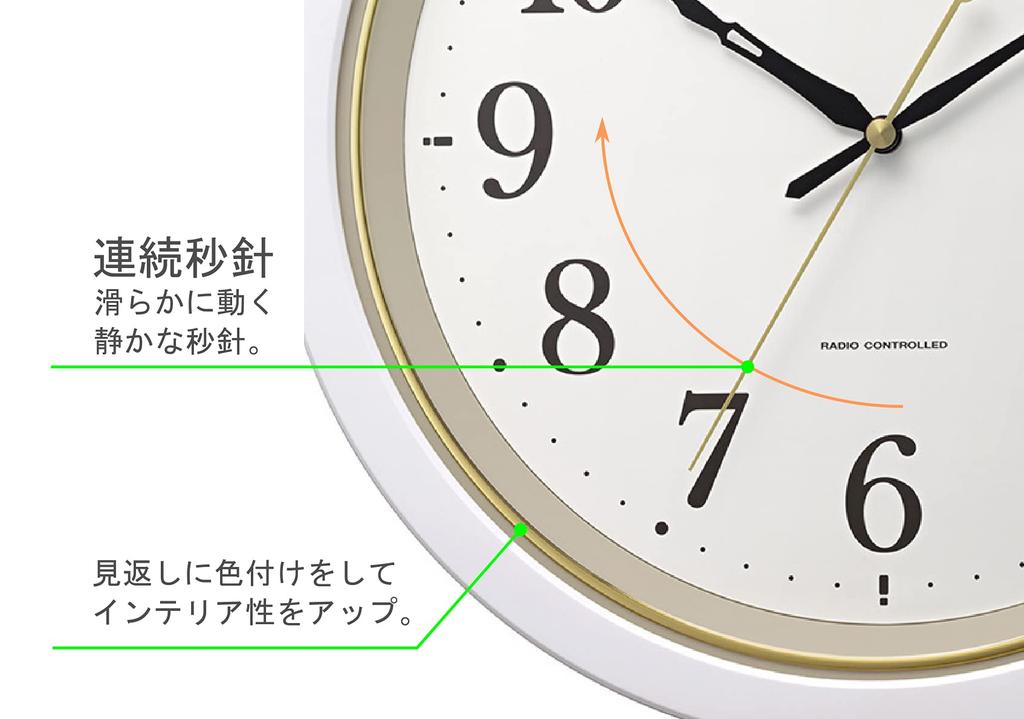 RHYTHM Настенные часы с непрерывной секундной стрелкой 8MY564SR03, Радиоуправляемые часы, Тихие, Стрелочные, Белые, M564, 32x4.5см,