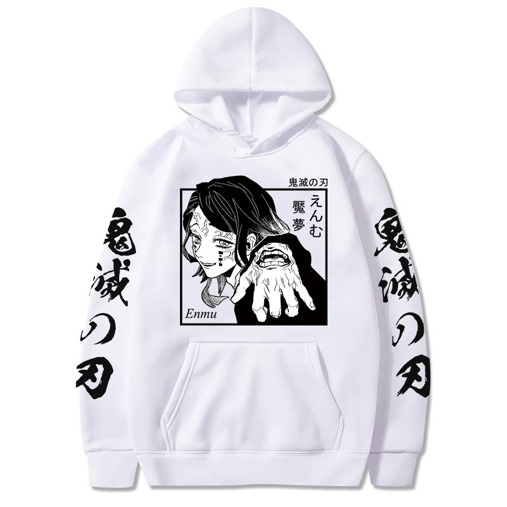 Anime Demon Slayer Enmu Hoodies Unisex Casual Long Sleeve Pullover Sweatshirt Harajuku Oversized Unisex Streetwear Hoodie